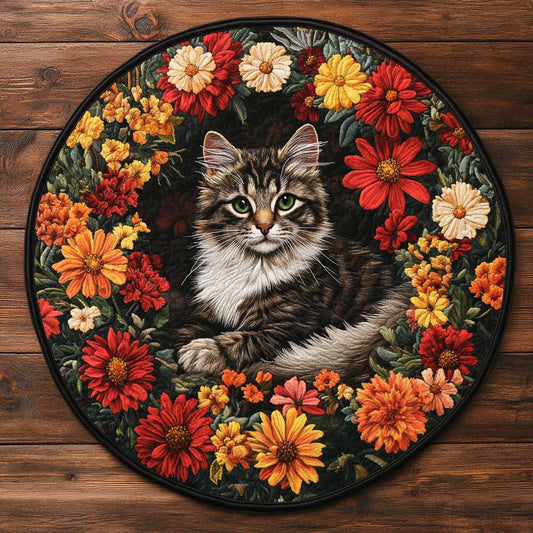 Cat In Bloom Ring WN1705010CL Quilted Round Mat