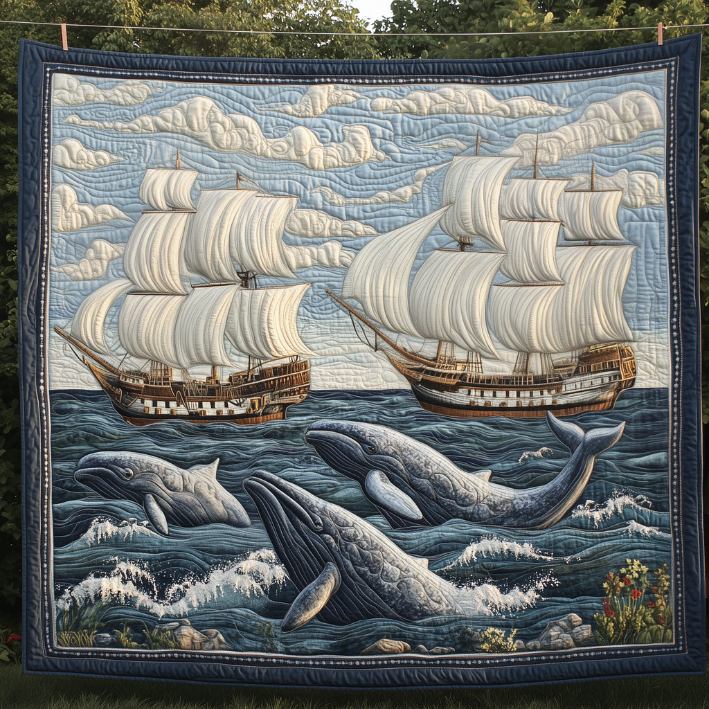 Whales With Sail Ship LT1809060CL Quilt