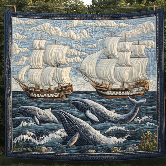 Whales With Sail Ship LT1809060CL Quilt