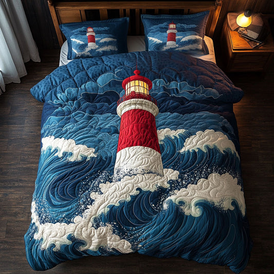 Lighthouse In Wave WY3105015CL Duvet Cover Set