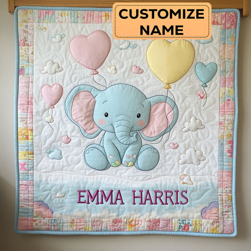 Happy Baby Elephant CW2107041CL Personalized Baby Quilt