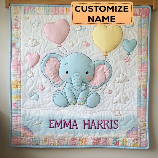 Happy Baby Elephant CW2107041CL Personalized Baby Quilt
