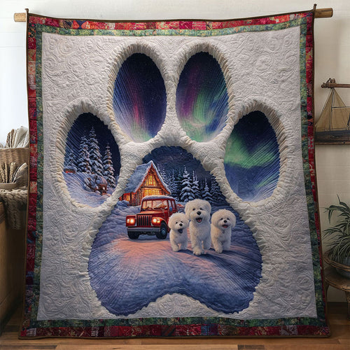 Bichon Frise Paw Christmas Night WN0611003CL Quilt