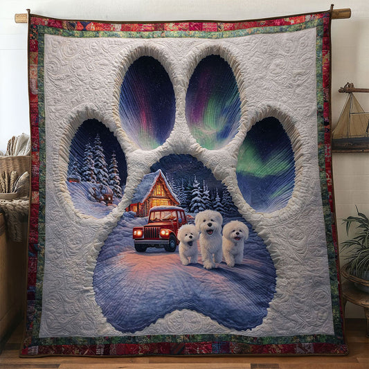 Bichon Frise Paw Christmas Night WN0611003CL Quilt