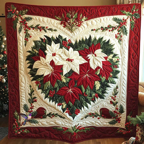 Poinsettia Heart Shape WP1012022CL Quilt