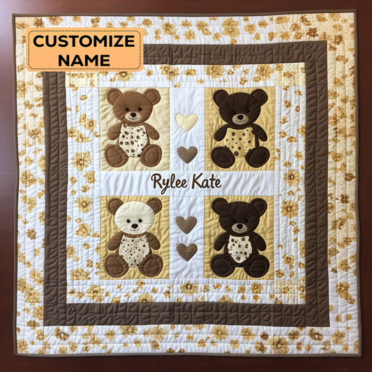 Bear Hug WJ1707002CL Personalized Baby Quilt