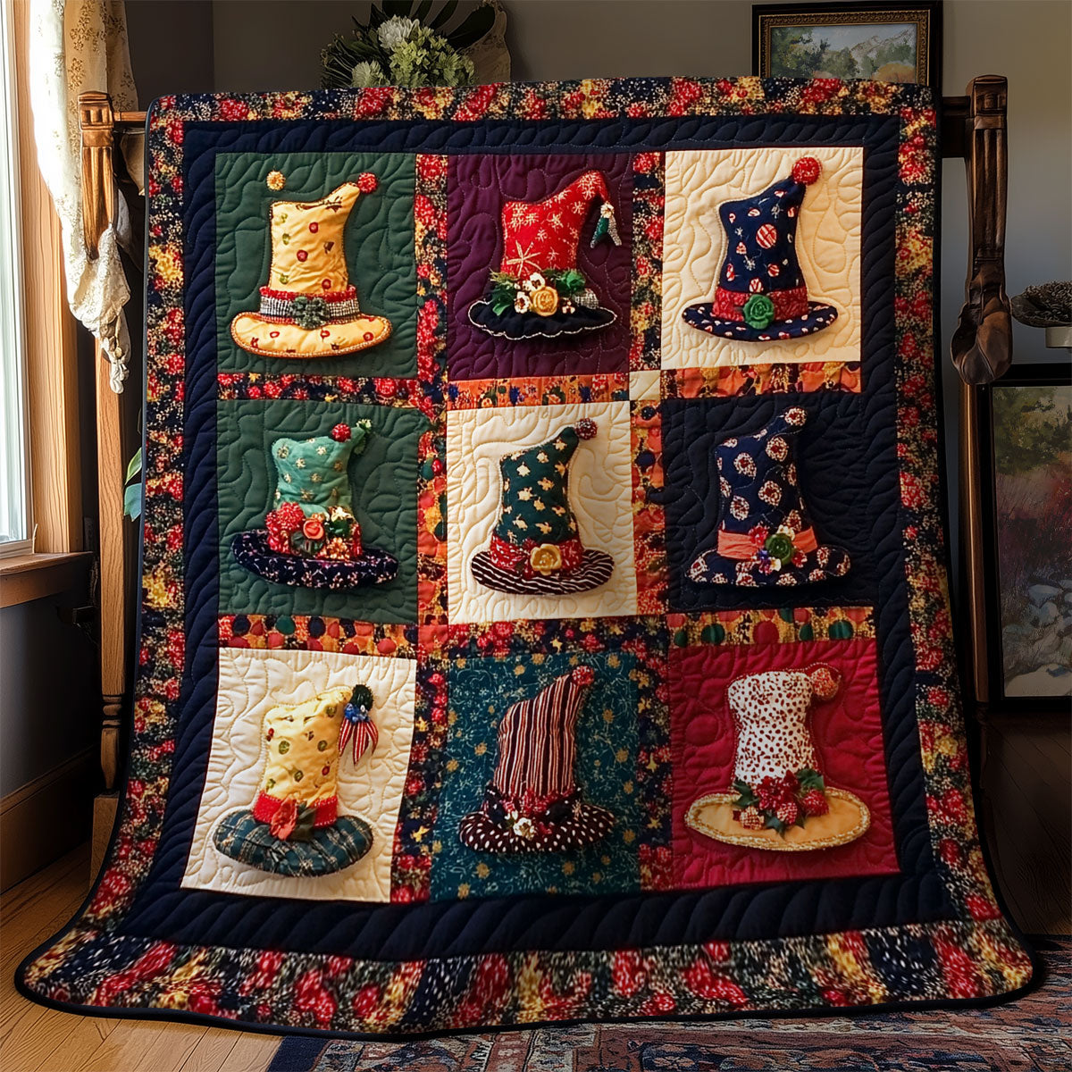 Whimsical Hats Parade WY1407075CL Quilt