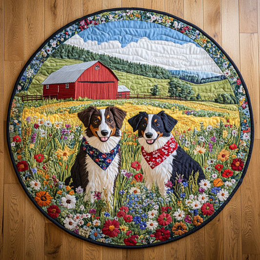 Australian Shepherd Barnyard WN2807002CL Quilted Round Mat
