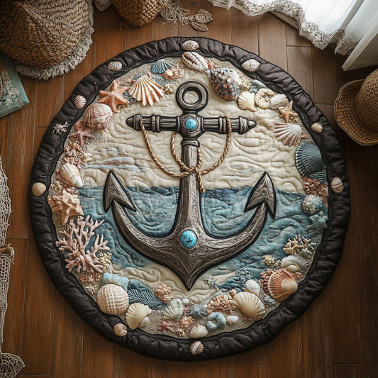 Seashell Wreath Anchor WY1106039CL Quilted Round Mat