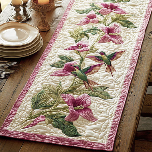 Hummingbird Flower CW0406038CL Quilted Table Runner