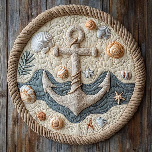 Milk White Anchor CQ2205005CL Quilted Round Mat