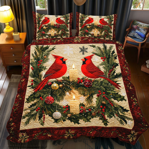 Christmas Cardinal Bird WJ0312041CL Duvet Cover Set