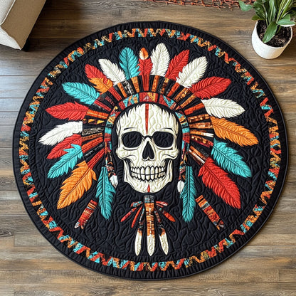 Skull Native American WX0605045CL Quilted Round Mat