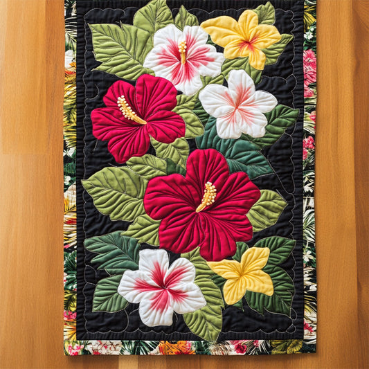 Hibiscus Flower WY1806045CL Quilted Table Runner