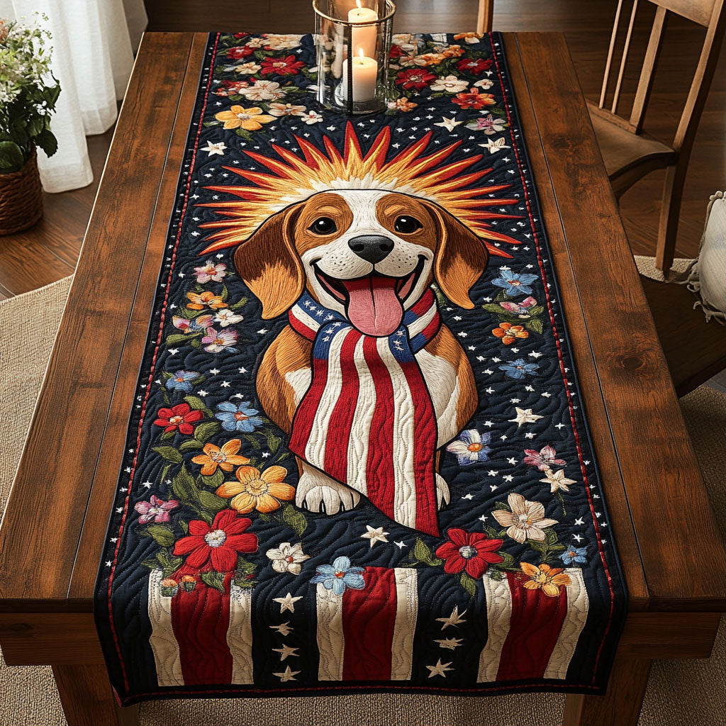 Beagle In Bloom WN1306011CL Quilted Table Runner