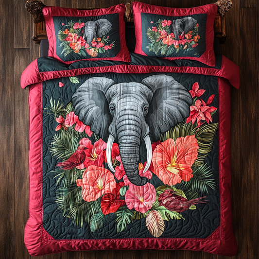 Elephant In Hibiscus Garden WY1001043CL Duvet Cover Set