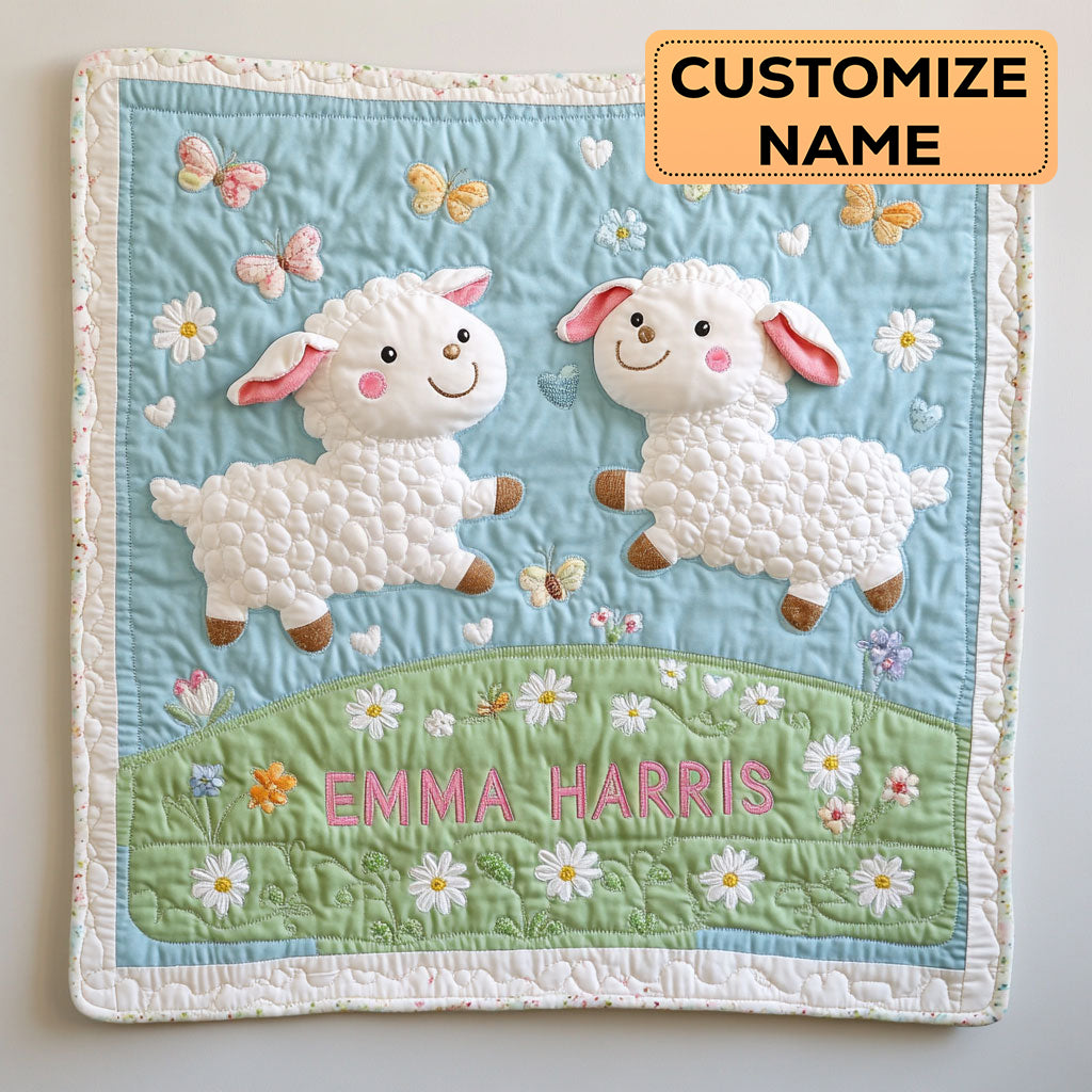 Little Meadow Lamb CW2407013CL Personalized Baby Quilt
