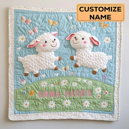 Little Meadow Lamb CW2407013CL Personalized Baby Quilt