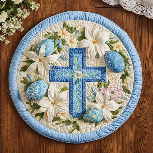 Easter Cross Joy WN2203021CL Quilted Round Mat