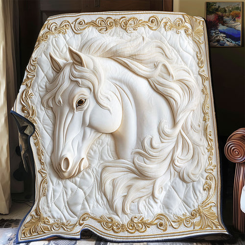 Majestic Gold White Horse WY2001004CL Quilt