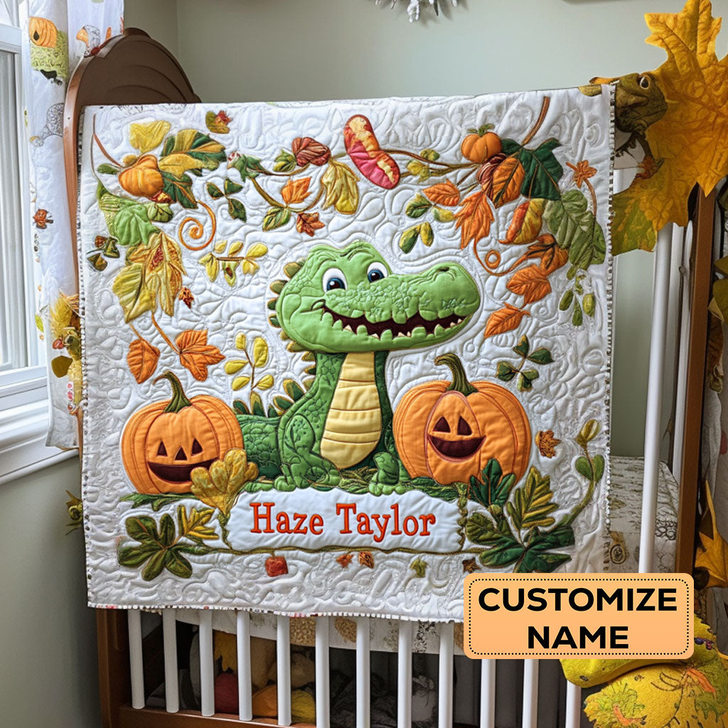 Pumpkin Alligator WY3007017CL Personalized Baby Quilt