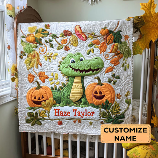Pumpkin Alligator WY3007017CL Personalized Baby Quilt