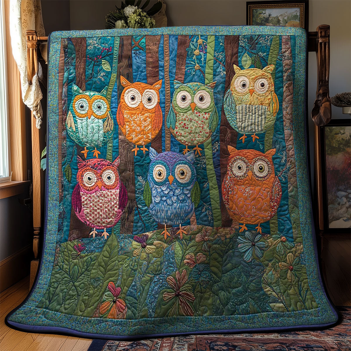 Whimsy Owl Family WN2503145CL Quilt
