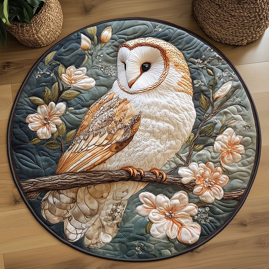 Cute Spring Owl WP2304006CL Quilted Round Mat