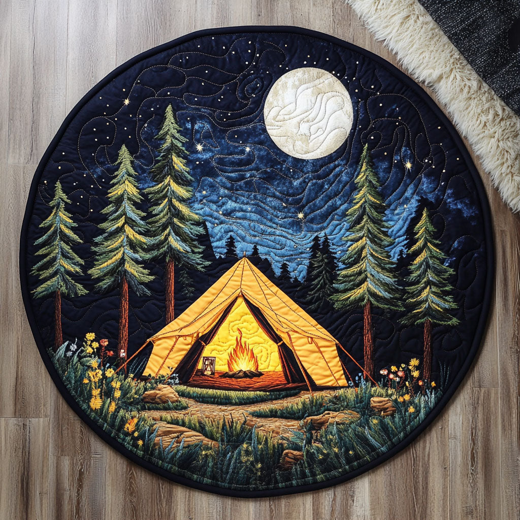 Camping Night WX2203098CL Quilted Round Mat