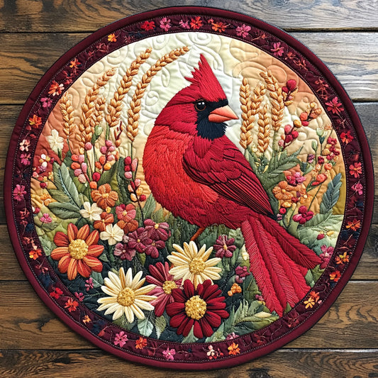 Cardinal Blooming Spring WU2203021CL Quilted Round Mat