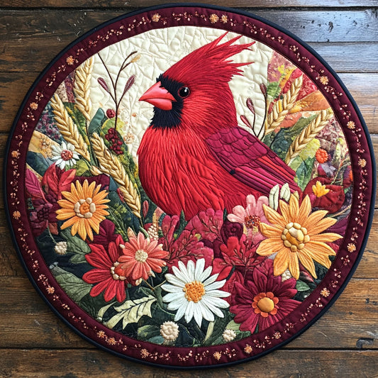 Cardinal Blooming Spring WU2203022CL Quilted Round Mat