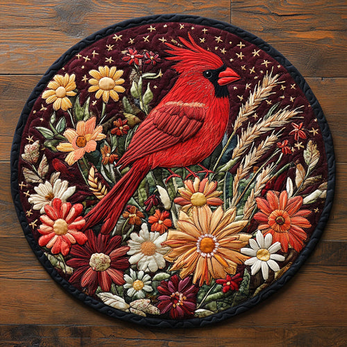 Cardinal Blooming Spring WU2203023CL Quilted Round Mat