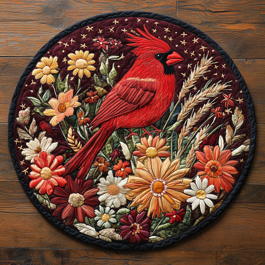 Cardinal Blooming Spring WU2203023CL Quilted Round Mat