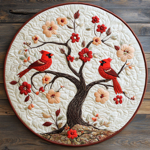 Cardinal Echoes In Red WU2003046CL Quilted Round Mat