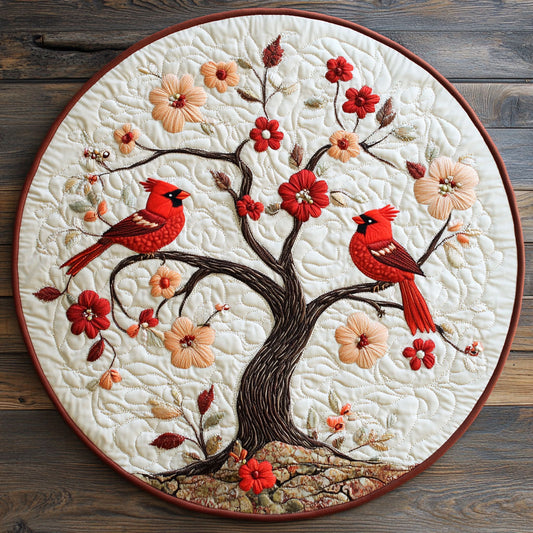 Cardinal Echoes In Red WU2003046CL Quilted Round Mat