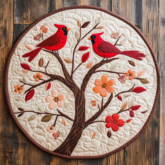Cardinal Echoes In Red WU2003047CL Quilted Round Mat