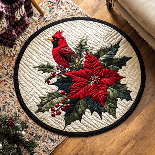 Cardinal Poinsettia WX2103105CL Quilted Round Mat