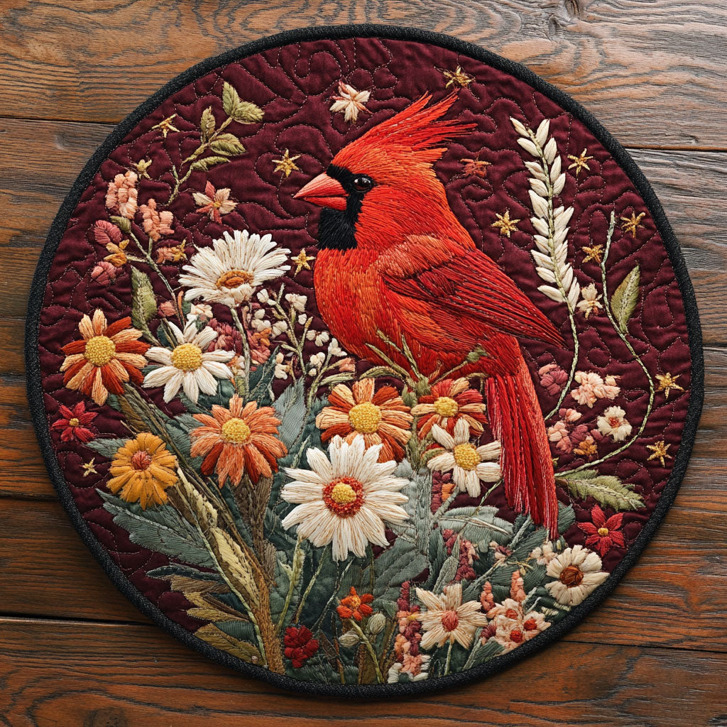 Cardinal Spring Is Calling WU2203024CL Quilted Round Mat