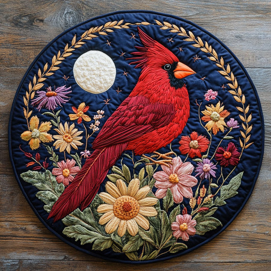 Cardinal Spring Is Calling WU2203026CL Quilted Round Mat