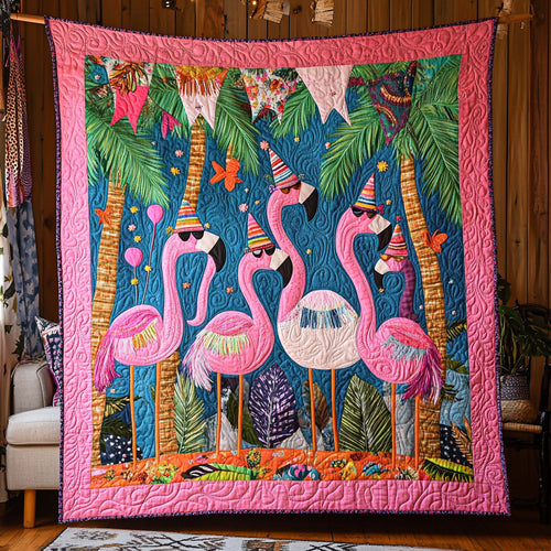 Carnival Flamingos WY0808018CL Quilt