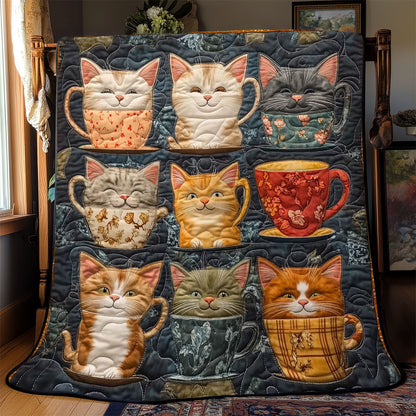 Cat And Teacups YR0502001CL Quilt