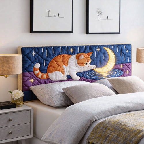 Cat In The Moonlight WJ2412008CL Quilted Headboard Slipcover