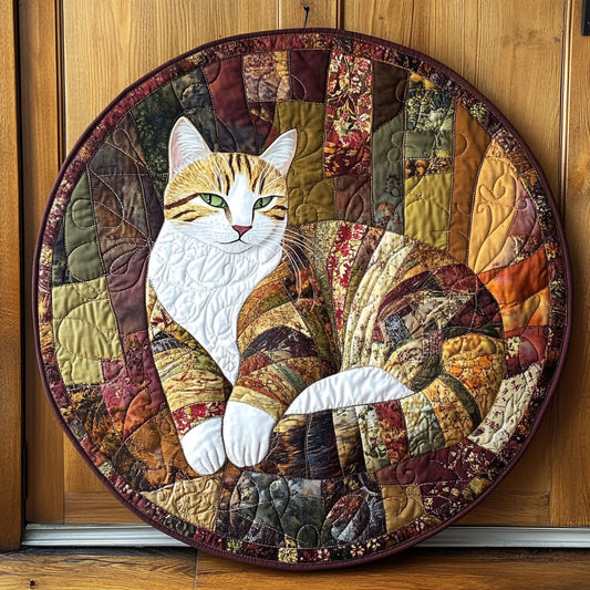 Cat Patchwork WU2503071CL Quilted Round Mat