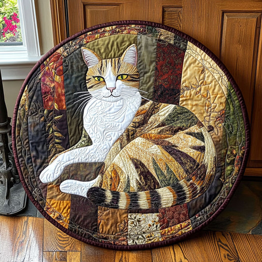 Cat Patchwork WU2503073CL Quilted Round Mat
