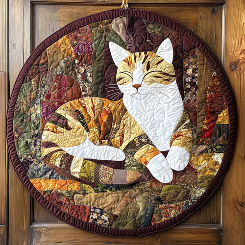 Cat Patchwork WU2503074CL Quilted Round Mat