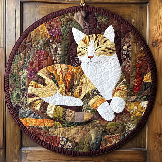 Cat Patchwork WU2503074CL Quilted Round Mat