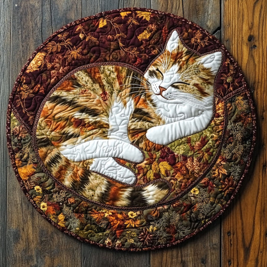 Cat Patchwork WU2503075CL Quilted Round Mat