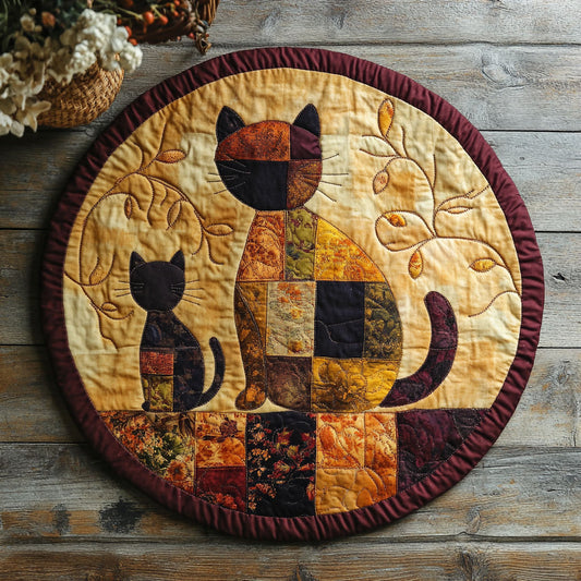 Cat Patchwork WU2503078CL Quilted Round Mat