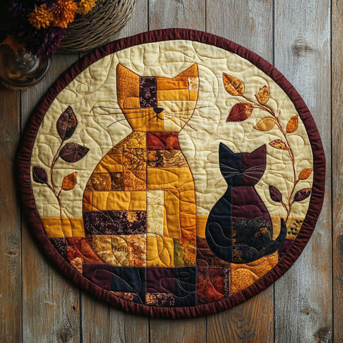 Cat Patchwork WU2503079CL Quilted Round Mat