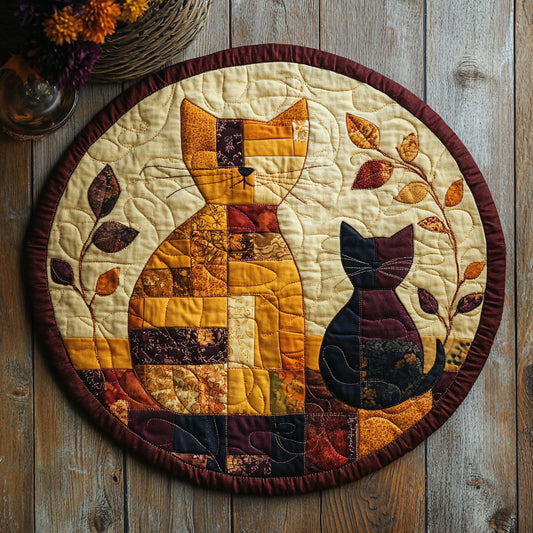 Cat Patchwork WU2503079CL Quilted Round Mat